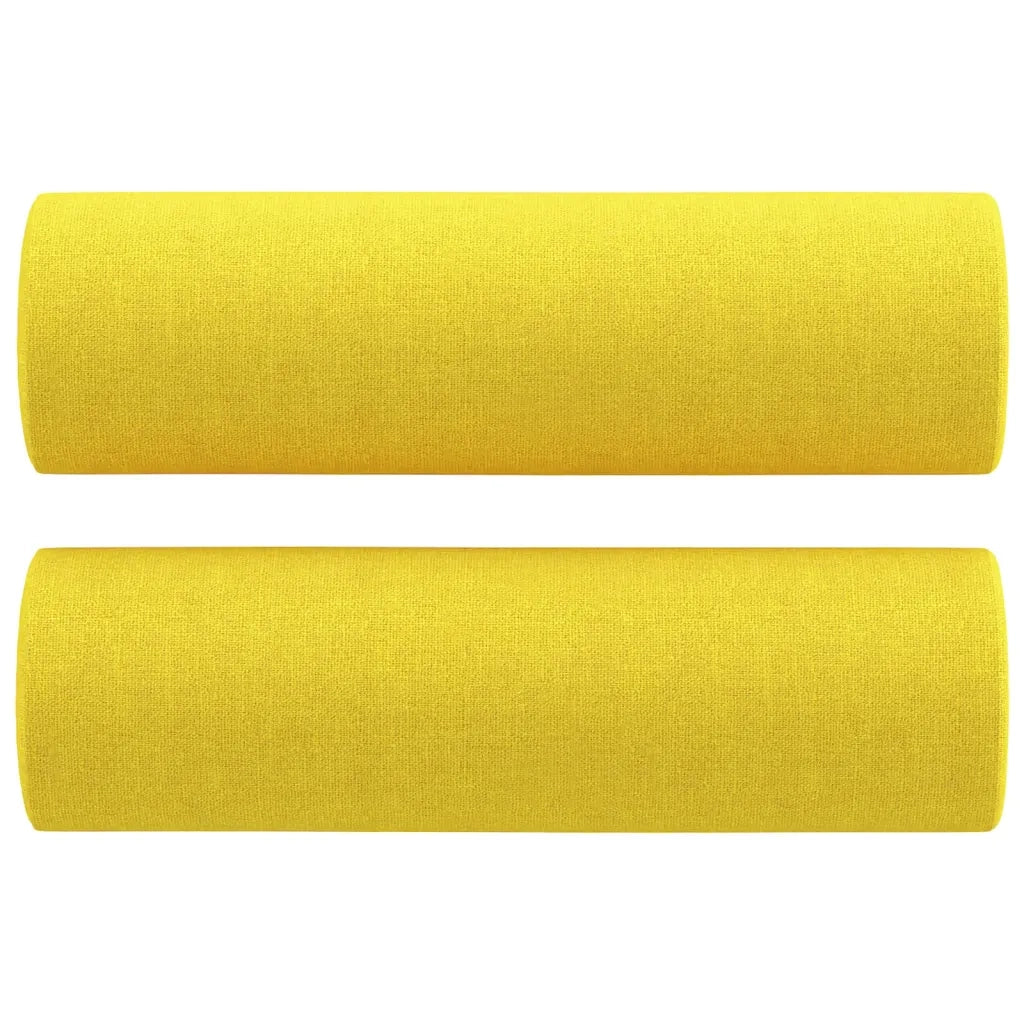 Divano a 2 Posti con Cuscini Giallo Chiaro 140 cm in Tessuto
