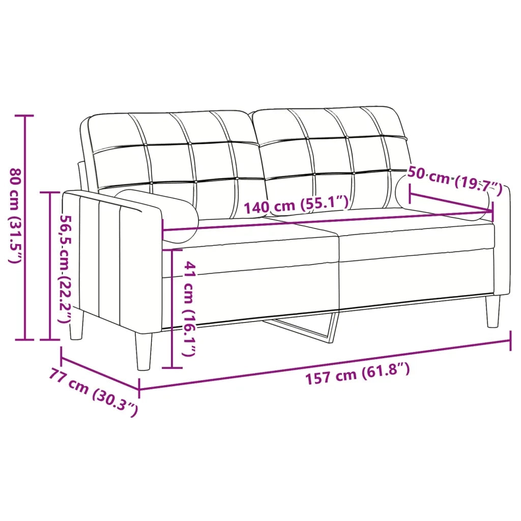 Divano | Divano da soggiorno | Sofa a 2 Posti con Cuscini Rosa 140 cm in Velluto