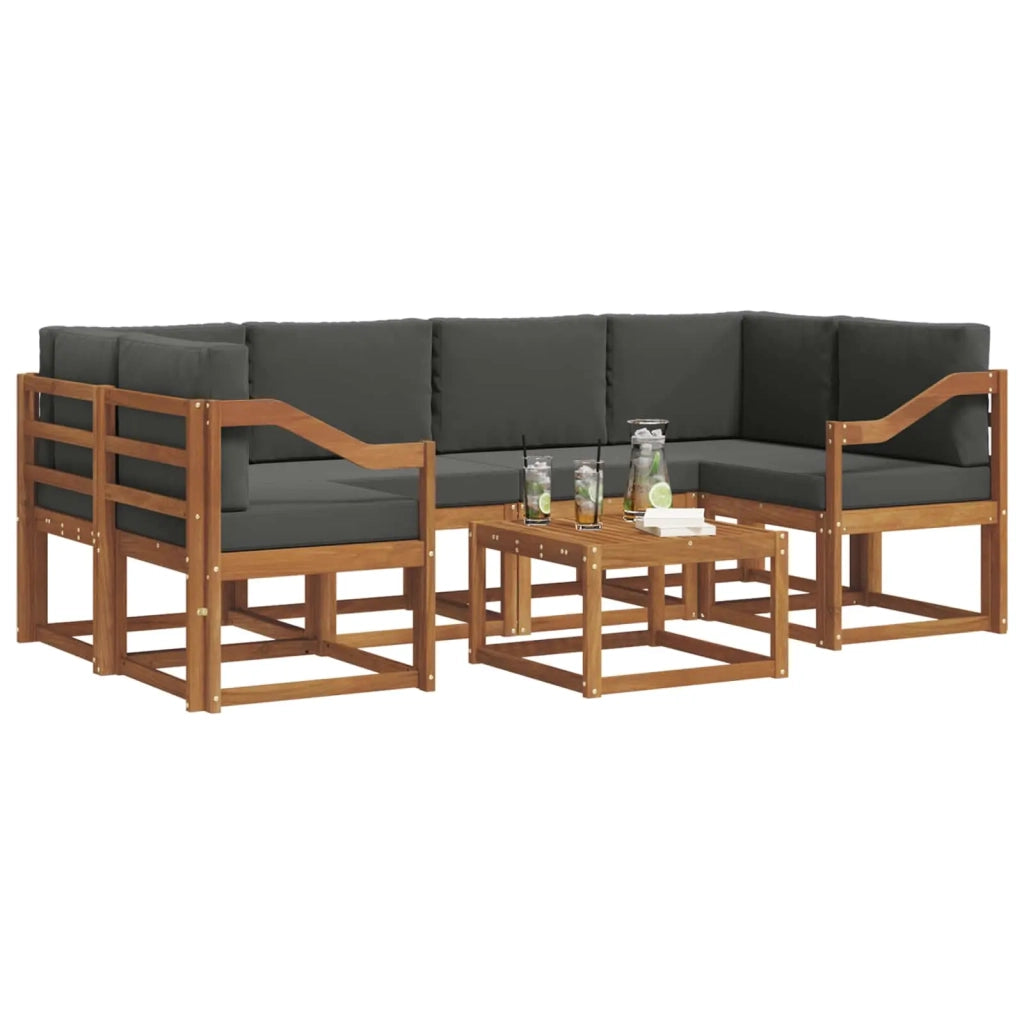 Set di divani da esterno con cuscino 7 pcs Naturale e Antracite 3366095