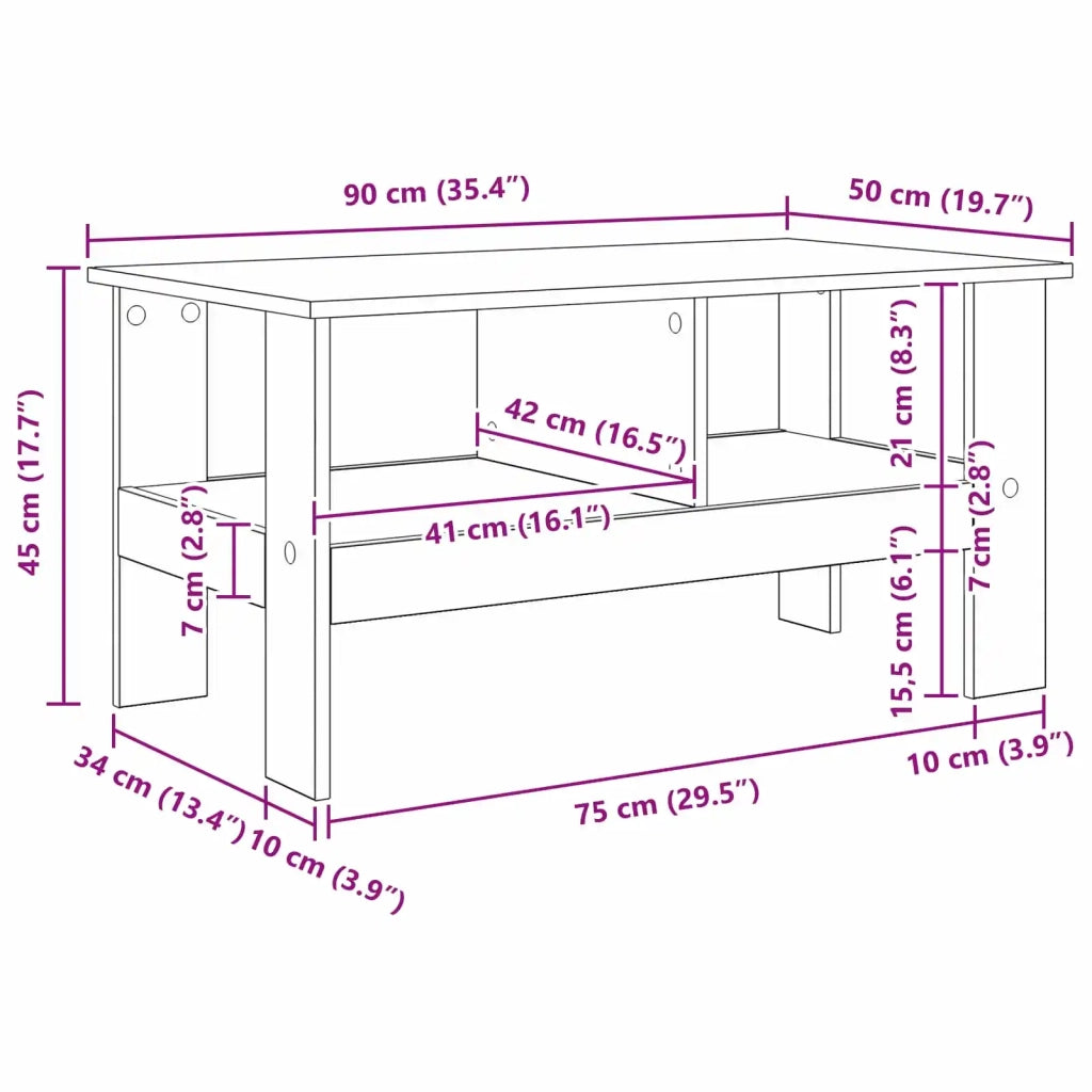 Tavolino da salotto | Tavolino da caff¨¨ | Tavolino da Soggiorno Bianco 90 x 50 x 45 cm Legno multistrato