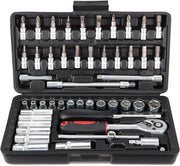 Set di chiavi a dente e bit 53 pezzi con rattrappo - 1/4 pollice 72 denti