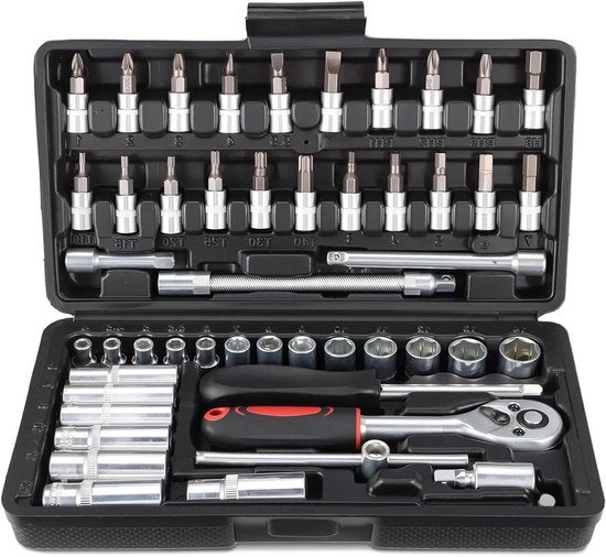 Set di chiavi a dente e bit 53 pezzi con rattrappo - 1/4 pollice 72 denti