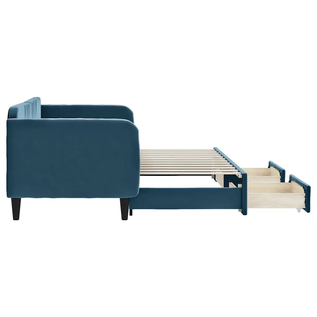 Divano Letto Estraibile con Cassetti Blu 80x200 cm Velluto 3197103