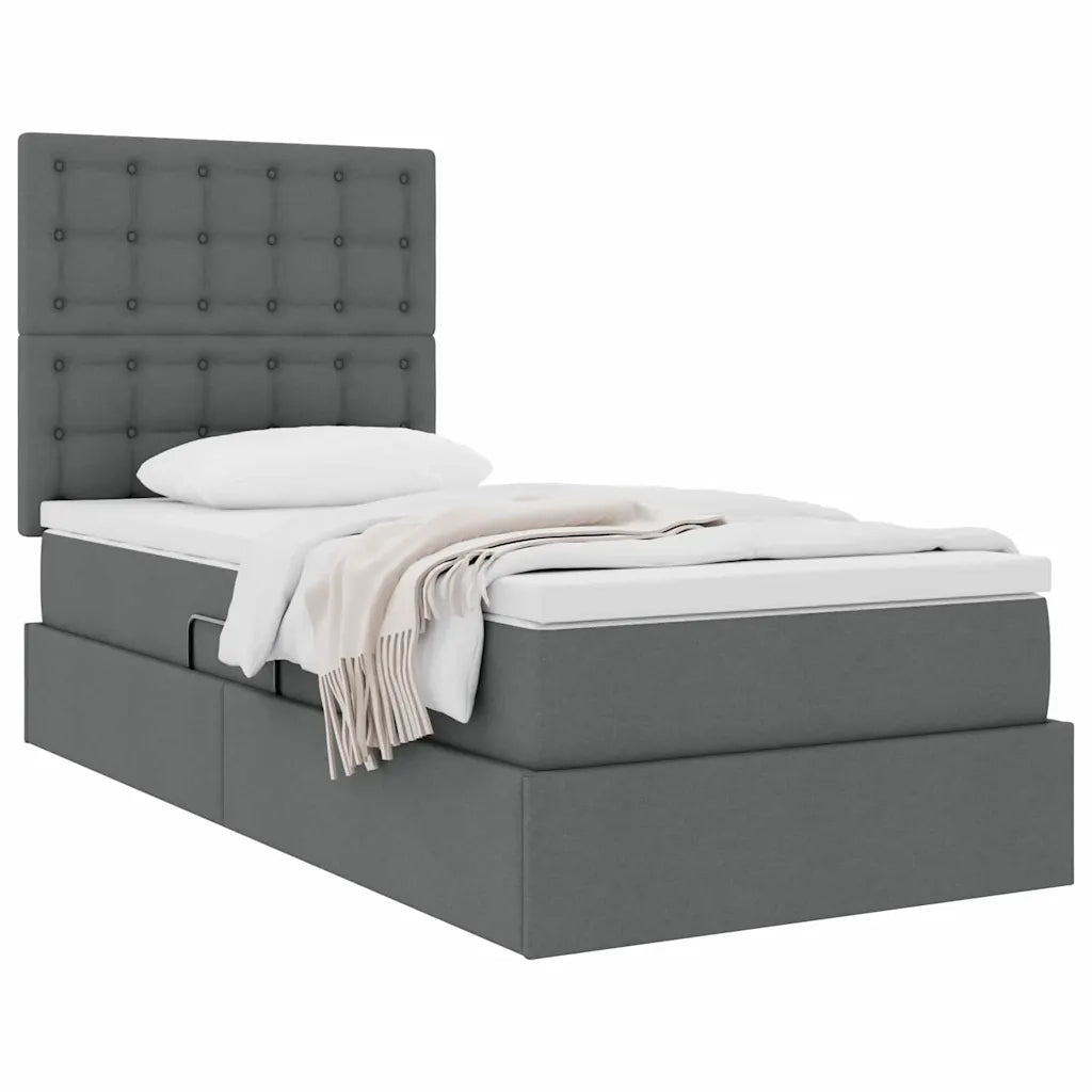 Letto con contenitore e materasso Grigio scuro 100 x 200 cm