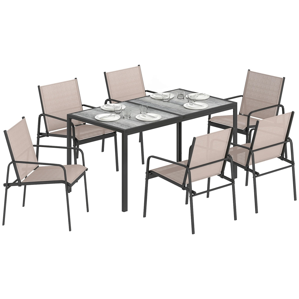 Set Tavolo e Sedie da Giardino ¨C Minimal ¨C Effetto Legno 6 Pezzi Caqui