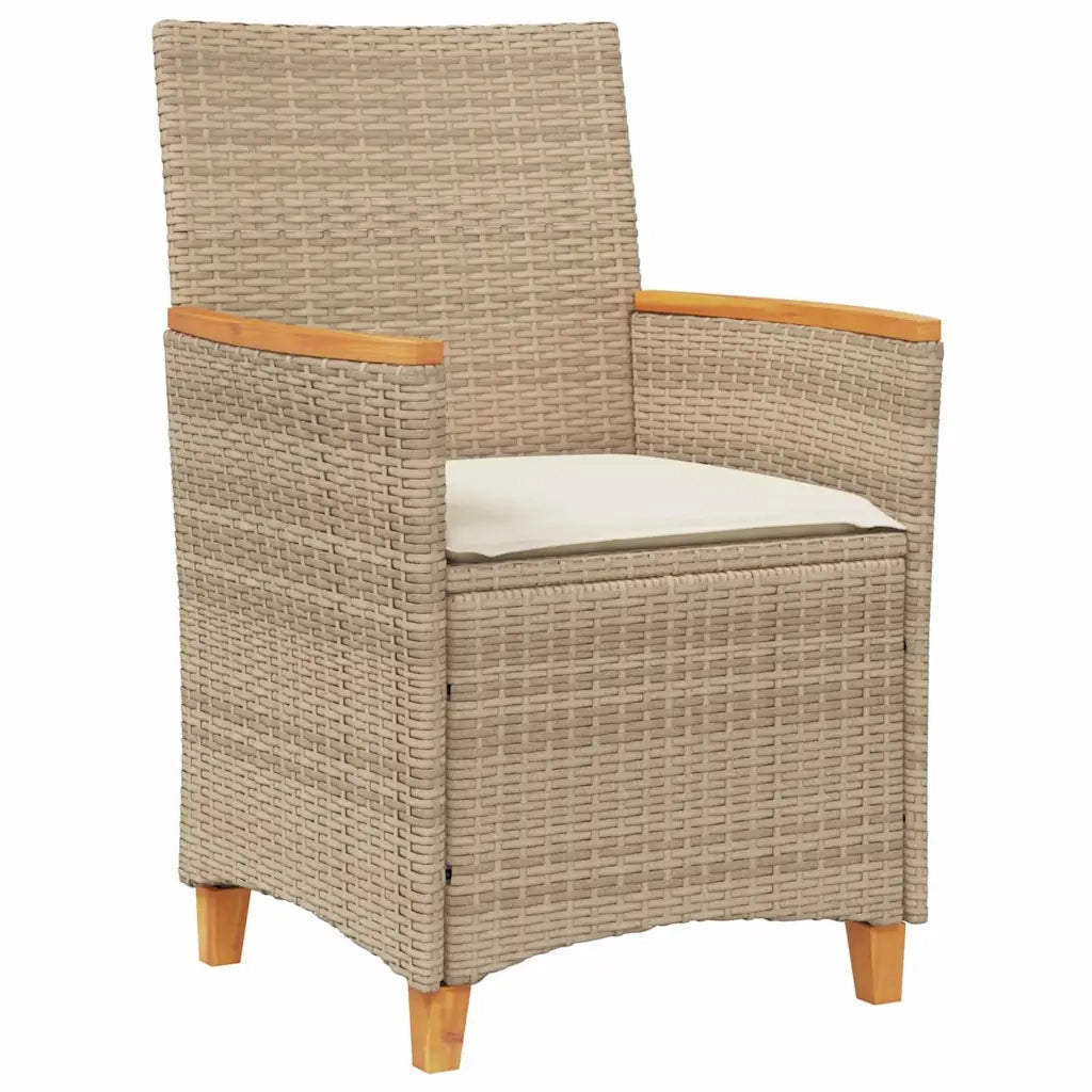 Set da Pranzo per Giardino 5 pcs Beige polyrattan