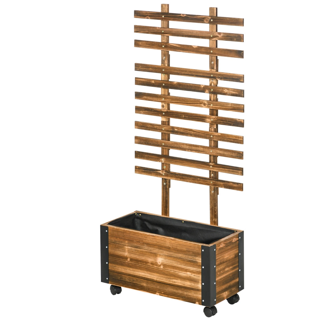 Fioriera con Traliccio per Rampicanti ¨C Xylo ¨C Legno Abete Marrone 65x31x147 cm