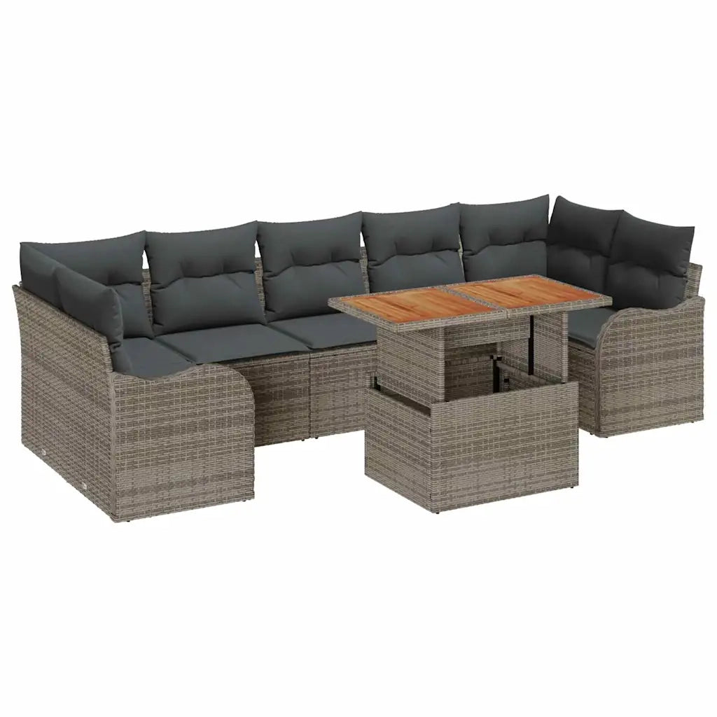 Set Divano da Giardino 8 pcs Grigio Poly Rattan 3358162