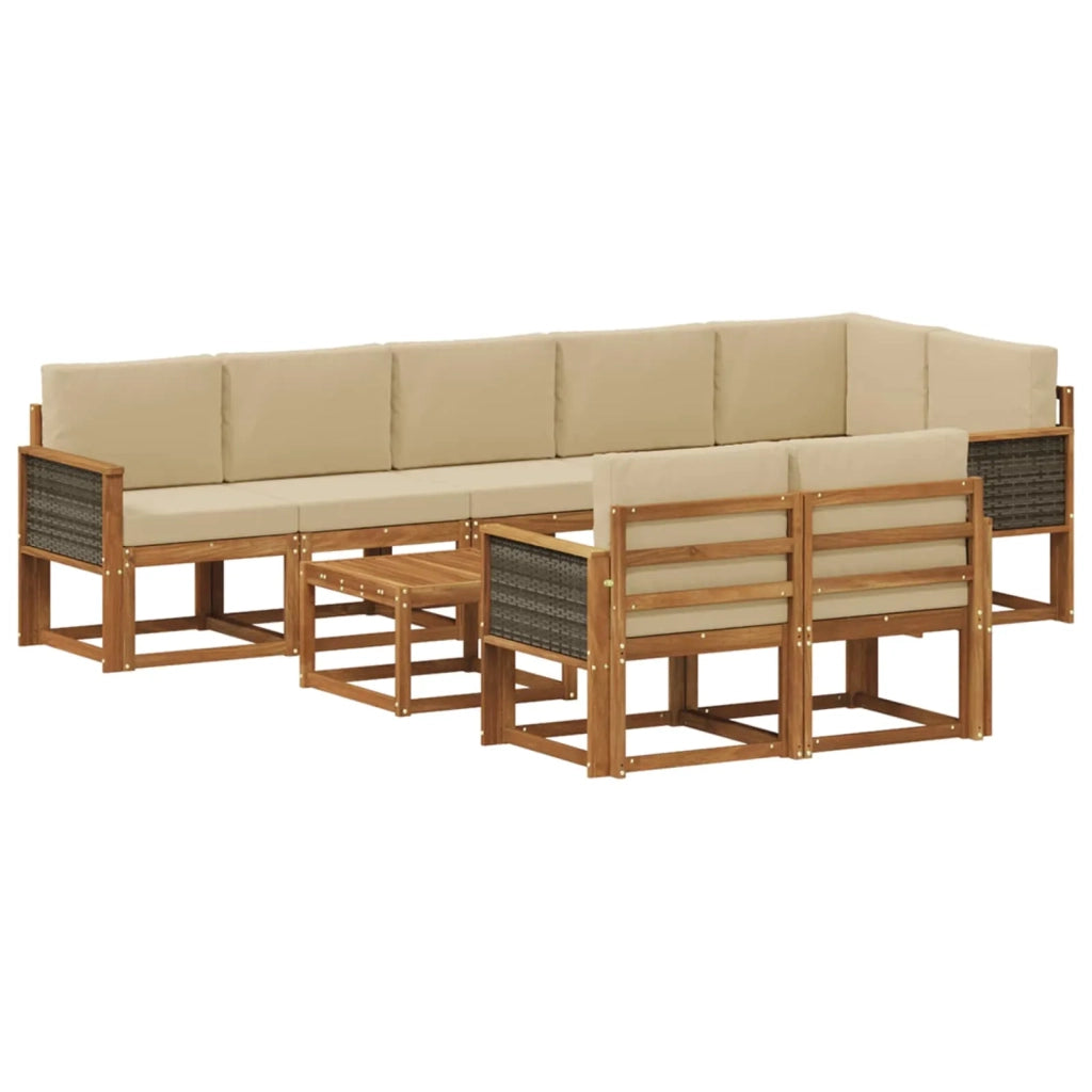 Set di divani da esterno 9 pcs Naturale e Beige Poliestere 3385329