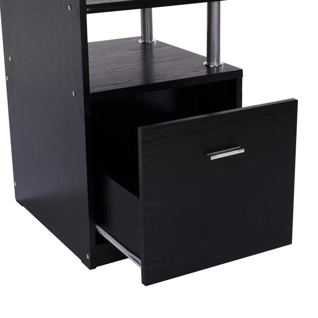 Scrivania per Computer con Cassetti e Ripiani ¨C Xylo ¨C Legno Nero 152x60x88cm