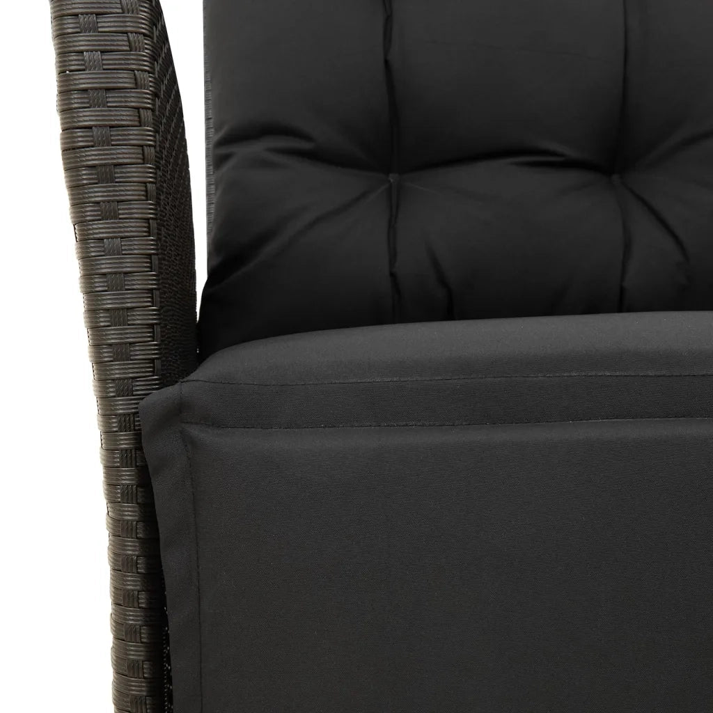 Set da Pranzo da Giardino 7 pz Nero con Cuscini in Polyrattan 3213072