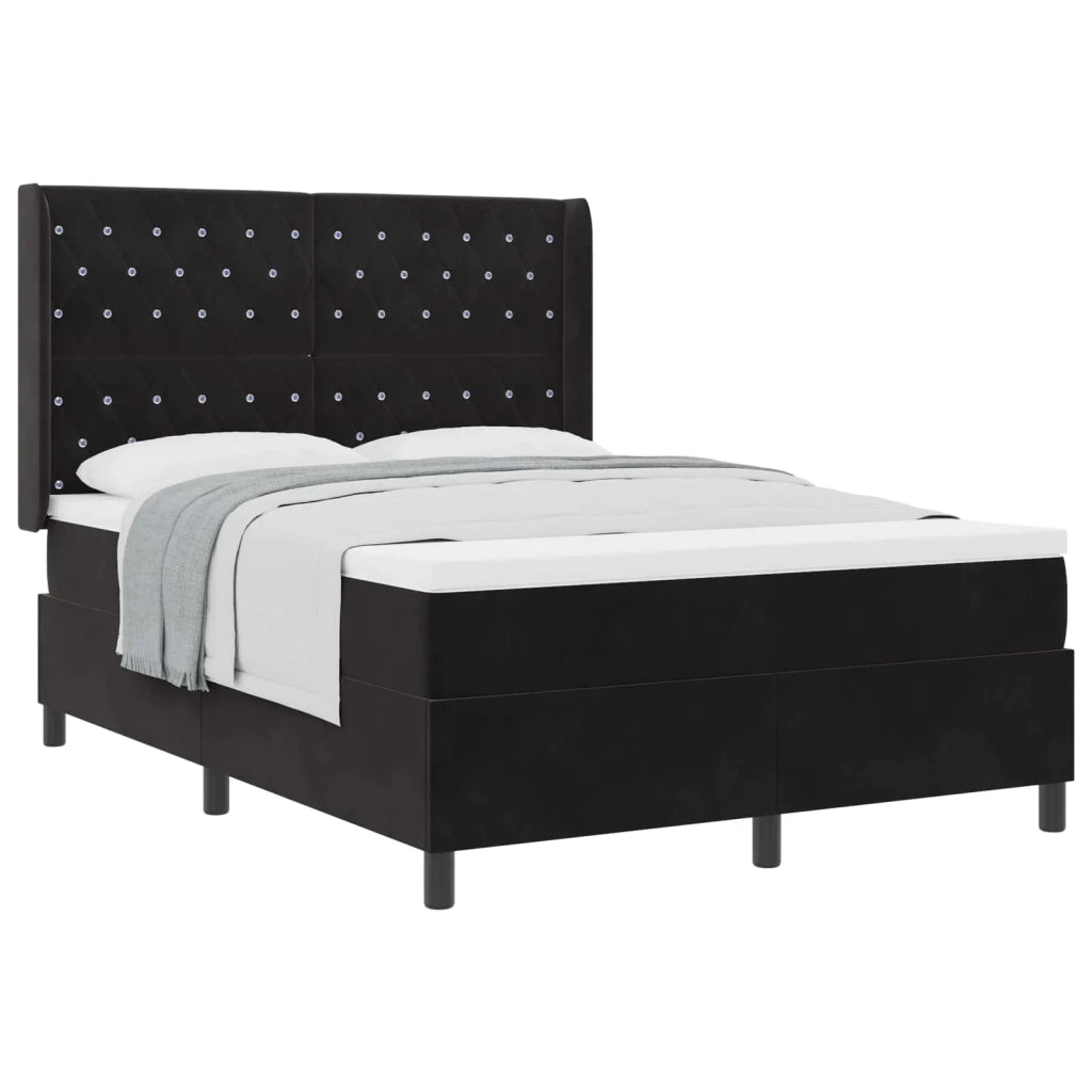 Letto a molle con materasso Nero 160 x 200 cm Velluto 3341962