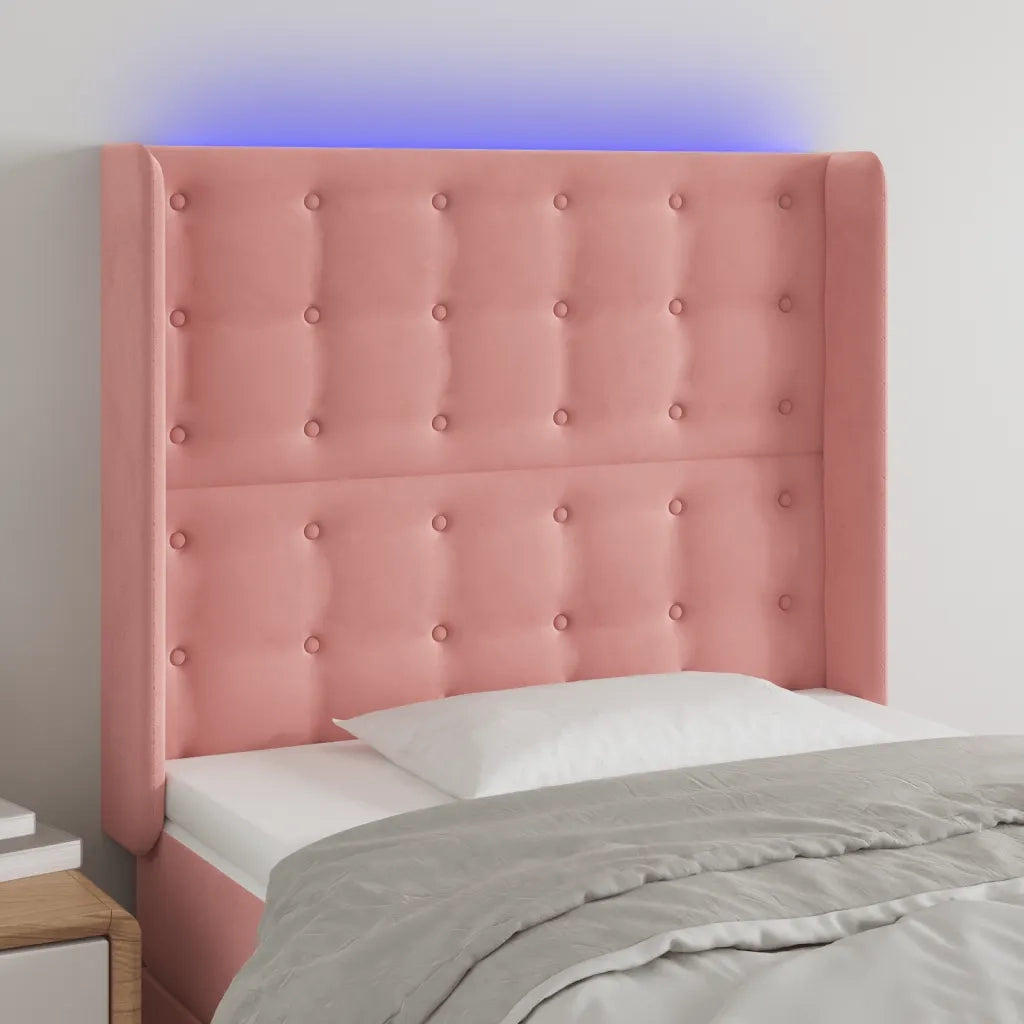 Testiera | Testata a LED rosa 103x16x118/128 cm in Velluto