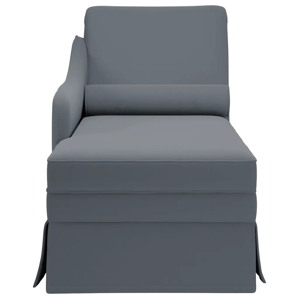 Sdraio con Capezzale e Bracciolo Destro in Velluto Grigio Scuro 4009783
