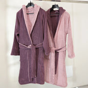 Sefane, Accappatoio 100% Cotone con Cappuccio Reversibile, Rosa