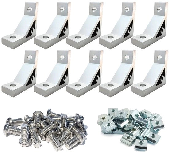 Set di Profilati in Alluminio - Angolo e Connettore - Set da 10