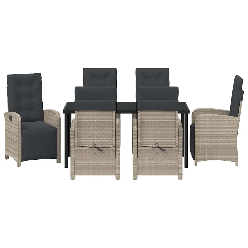 Set da Pranzo per Giardino 7 pcs Grigio chiaro polyrattan