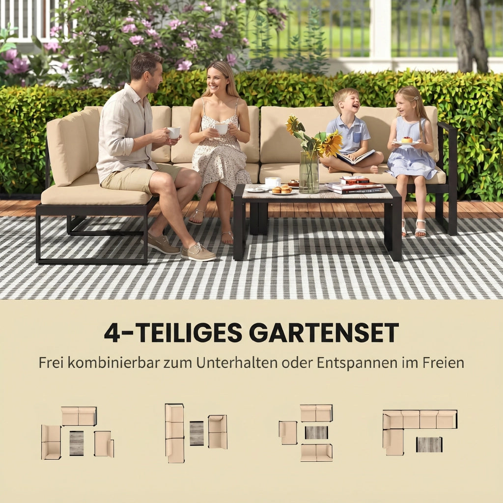 Set giardino polirattan con divano 2 posti e tavolino ¨C Minimal ¨C khaki