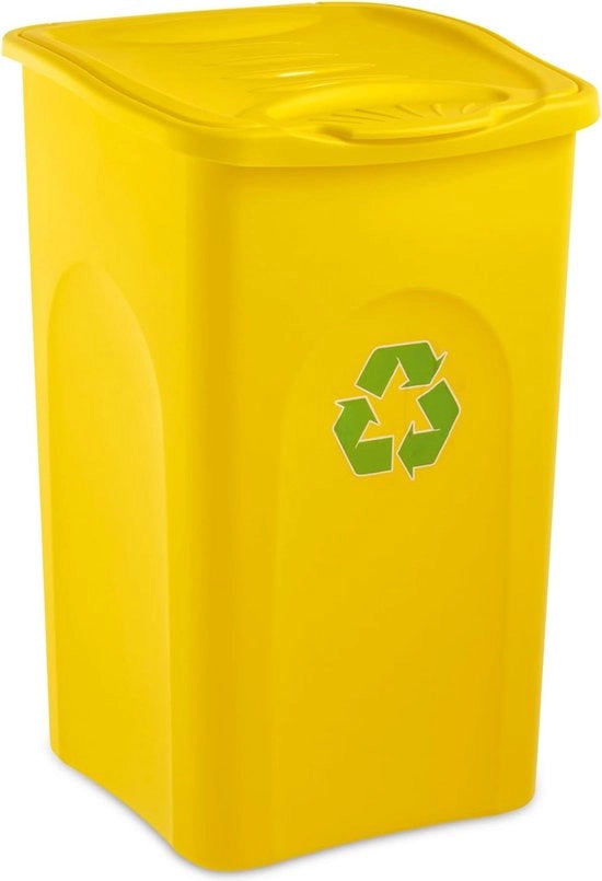 Contenitore di Rifiuti Giallo con Capacità di 50 Litri, Coperchio Rimovibile, Maniglie Laterali con Chiusura di Sicurezza, Made in Italy