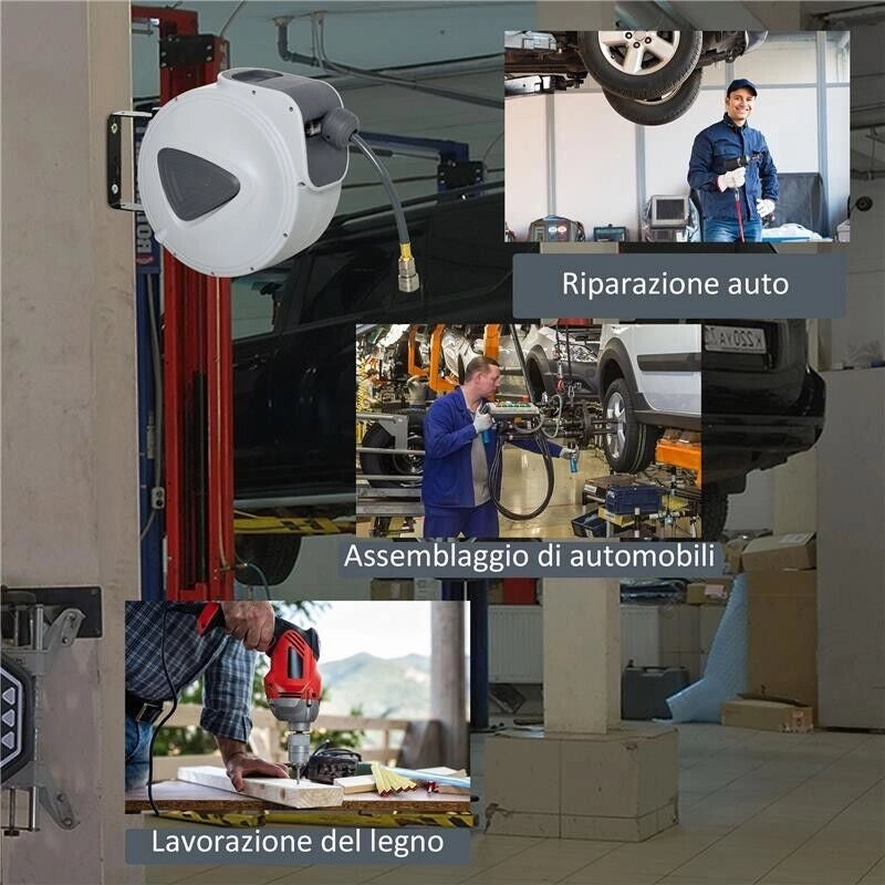 AVVOLGITUBO AUTOMATICO DA PARETE CON ATTACCO 1/4''', 180°, 20