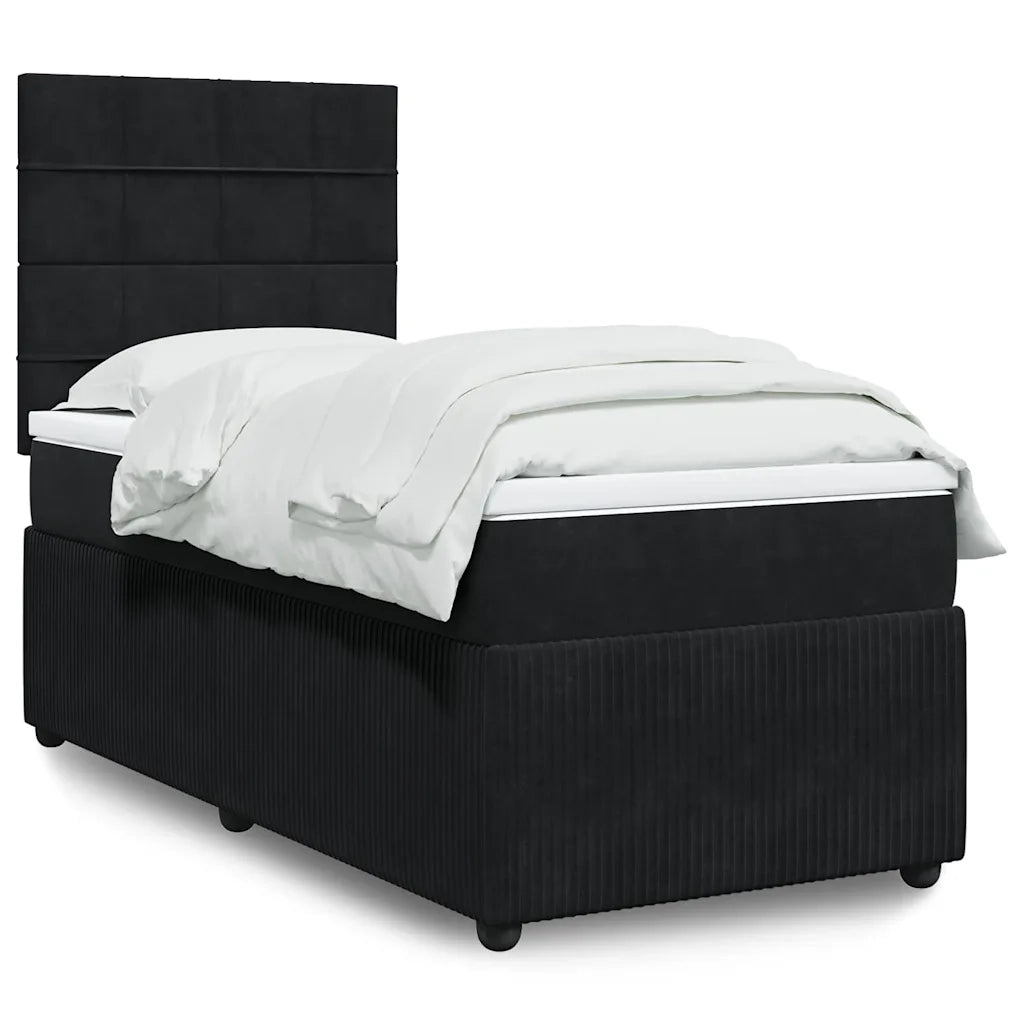 Giroletto a Molle con Materasso Nero 90x190 cm in Velluto 3292216