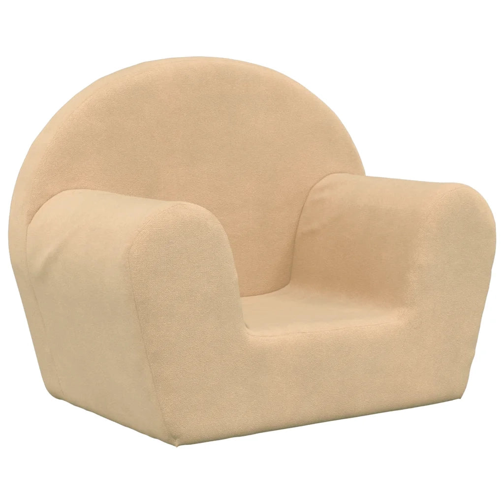 vidaXL Divano per Bambini Crema in Morbido Peluche