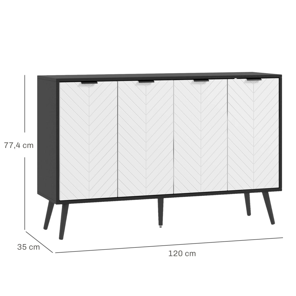 Armadio a 4 ante ¨C Minimal ¨C Bianco e Nero 120x35x77,4 cm