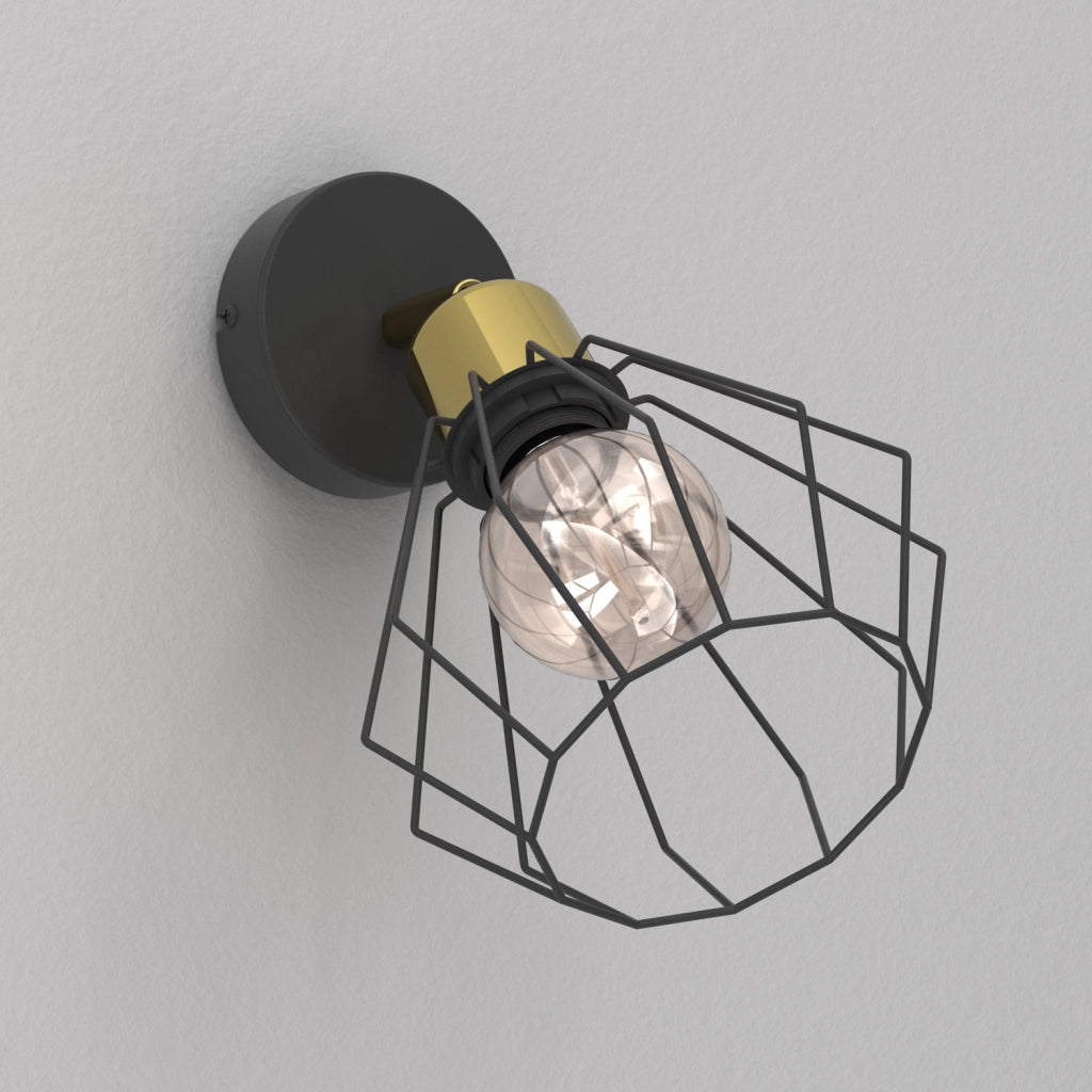 Applique industriale Parkla 1 luce E27 nero oro Luminex