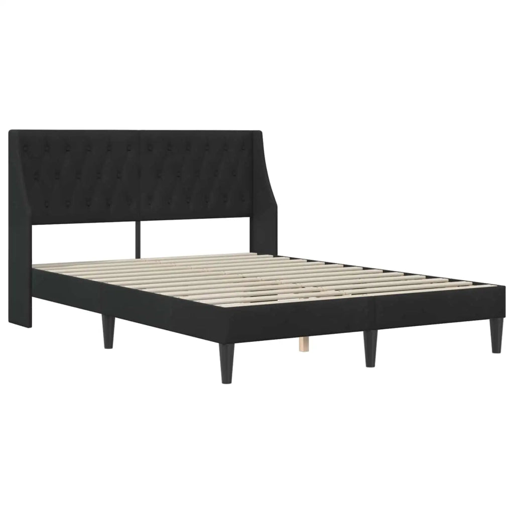 Struttura letto con materasso-Giroletto Nero 120 x 190 cm Velluto 307691