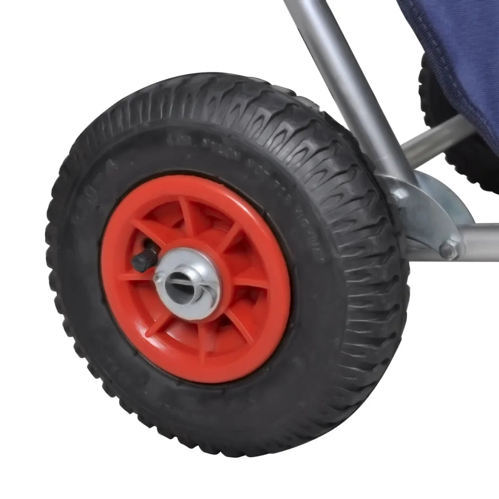 Carrello per la Spiaggia con Ruote Portatile Pieghevole Blu 90446