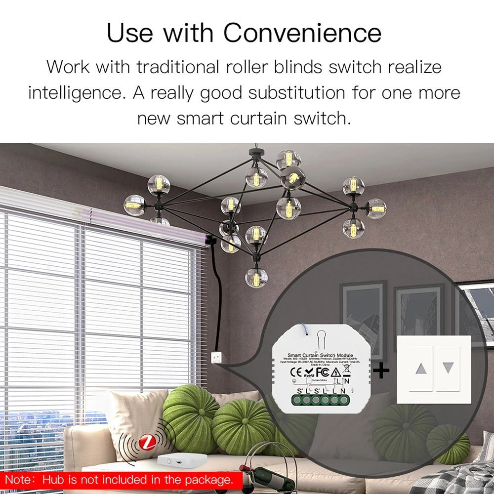 Modulo Tapparelle ZigBee 3.0 + RF 433MHz, TUYA, Smart Life, 2A, AC 90-250V, 50/60HZ, 500W, 52X47X18mm, IP20, SHZ108ZR