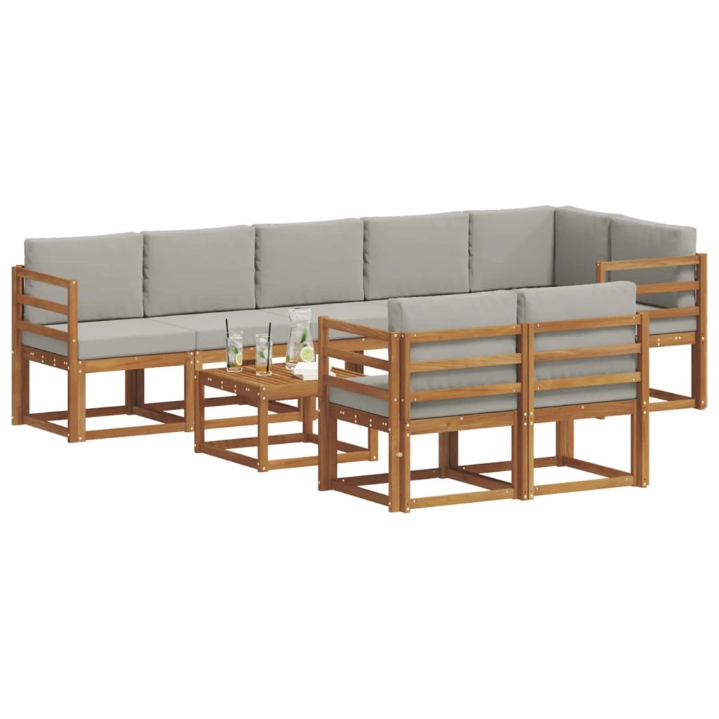 Set di divani da esterno 9 pcs Grigio Naturale e Chiaro 3366589