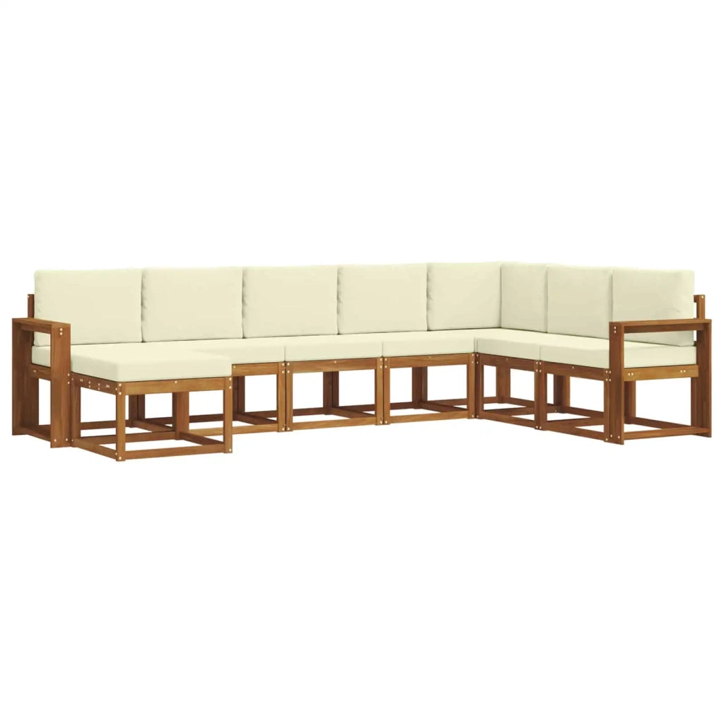 Set di divani da esterno con cuscino 8 pcs Naturale e Crema 3366818