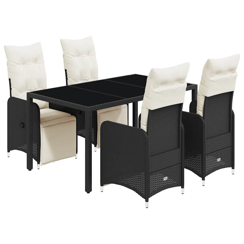 Set Bistrò da Giardino 5 pz con Cuscini in Polyrattan Nero 3277137