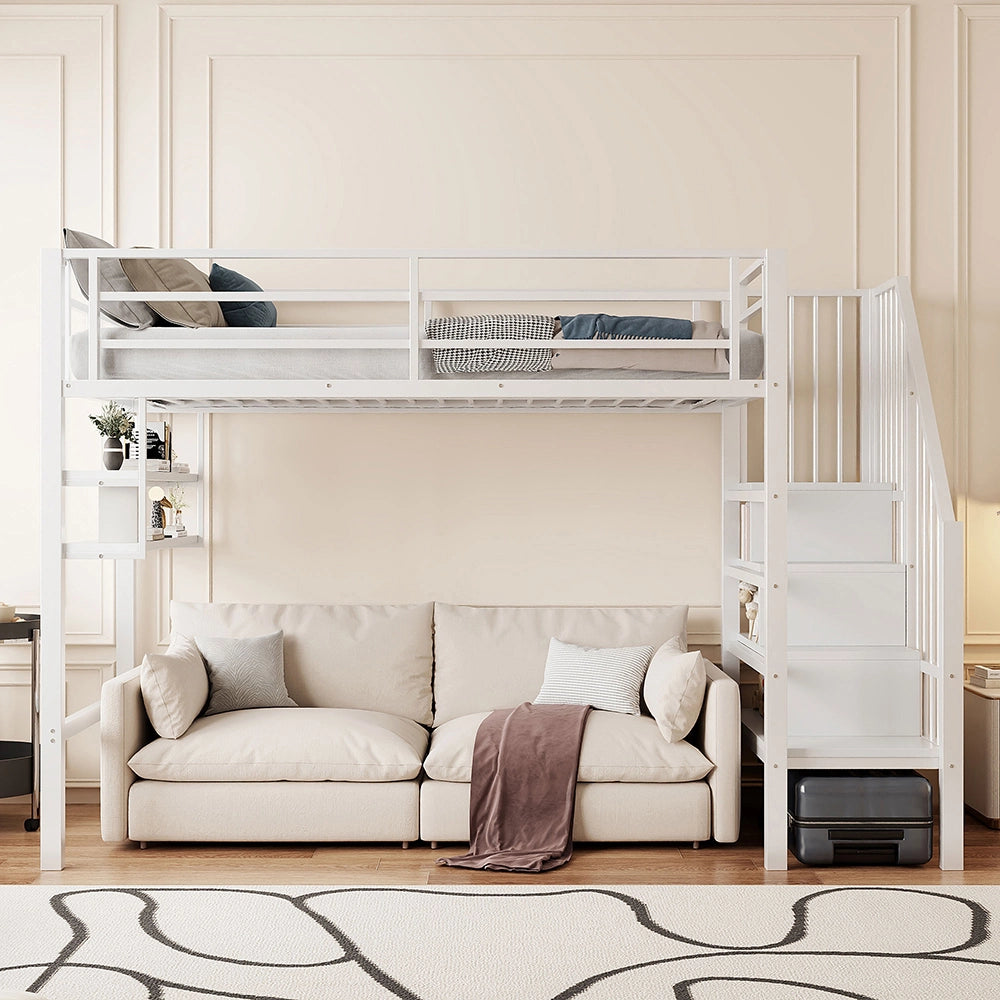 Letto a soppalco - Xylo - 90x200 cm contenitore bianco