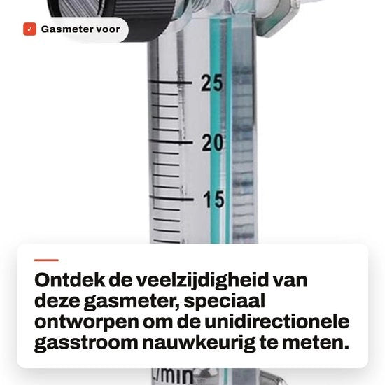 Metro Gas - Materiale Acrilico di Alta Qualità - 2,5-25 LPM - Pressione Massima 0,6 MPa - Facile da Utilizzare - Connessione 8 mm - Contatore della Portata di Gas