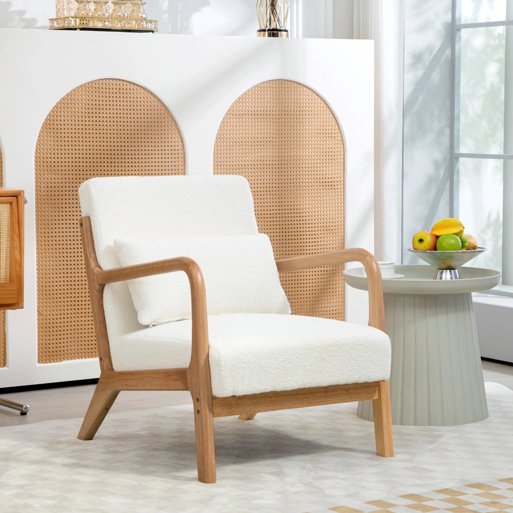 Poltrona relax ¨C zephmum ¨C velluto crema con struttura legno