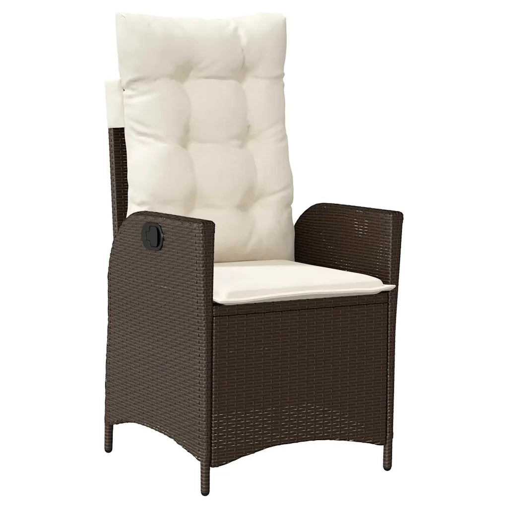 Set da Pranzo per Giardino con cuscino 7 pcs Marrone polyrattan