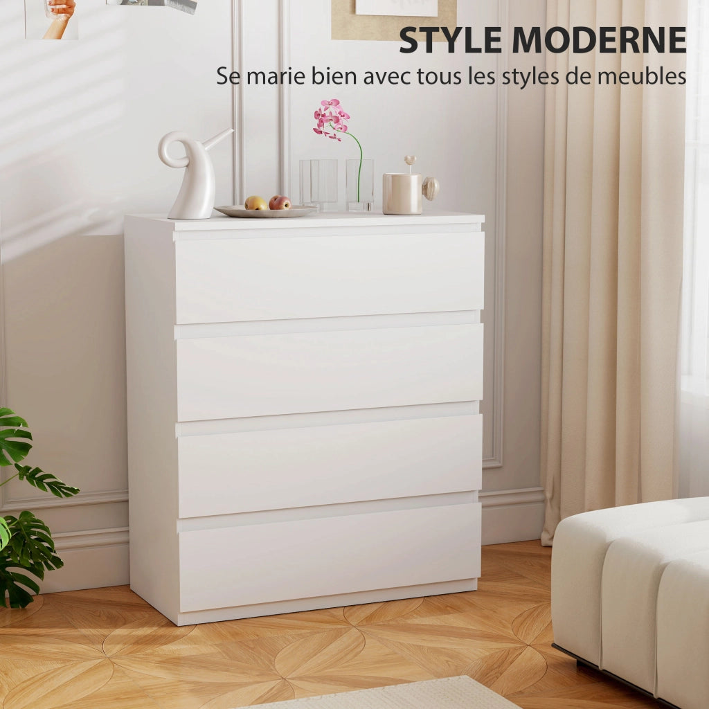 Cassettiera 4 Cassetti ¨C Zephmum ¨C Bianco 80x39x95