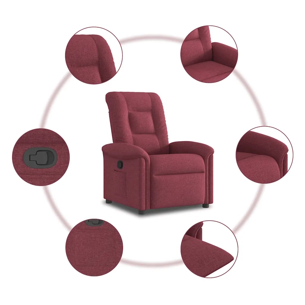 Poltrona Reclinabile in Tessuto Rosso Vino 4015619
