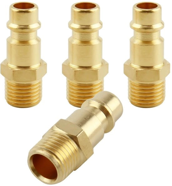 Set di Connettori di Aspirazione da 4 - Connettori in Ottone - 1/4 Pollici Cavo Esterno - Resistente alla Corrosione - Robusto - Sistema di Chiusura Rapida - Connettori di Aspirazione a Pressione