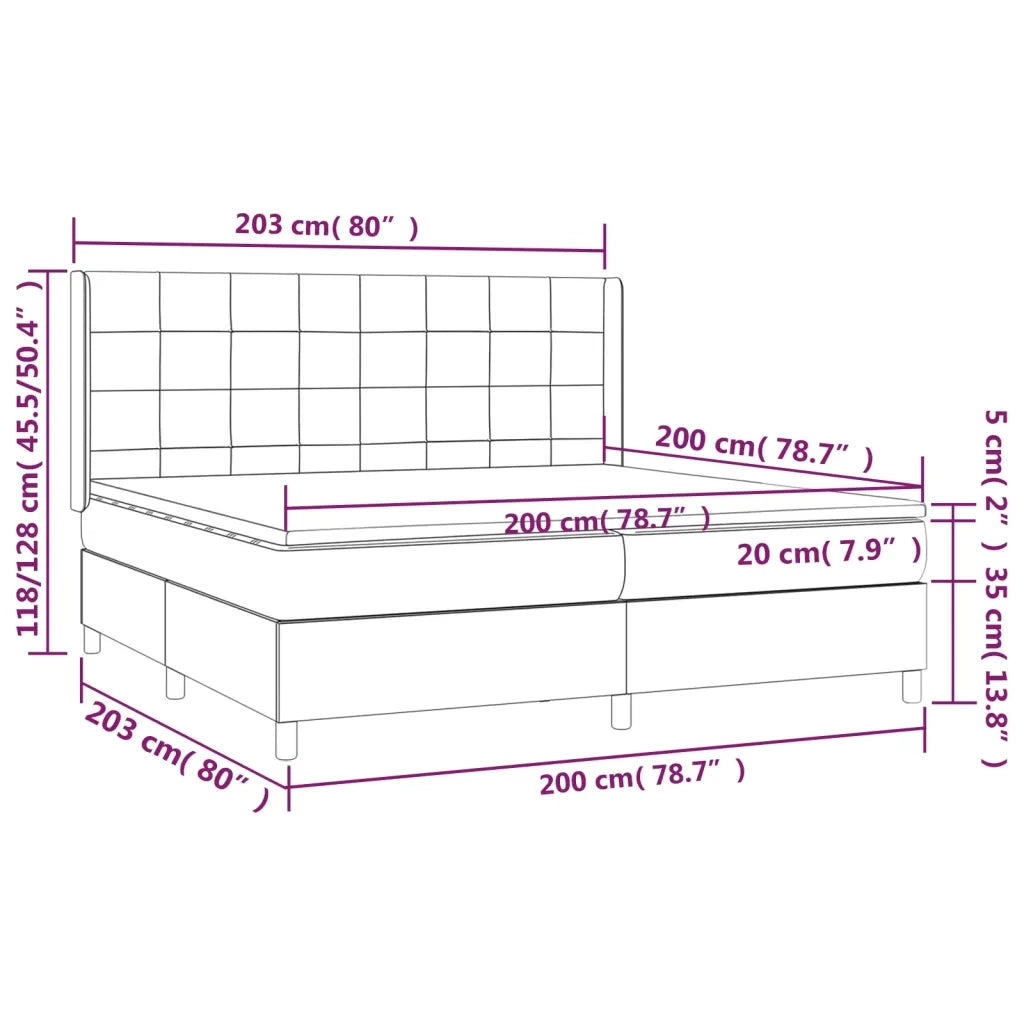Letto a Molle Materasso e LED Blu 200x200cm in Tessuto 3138907