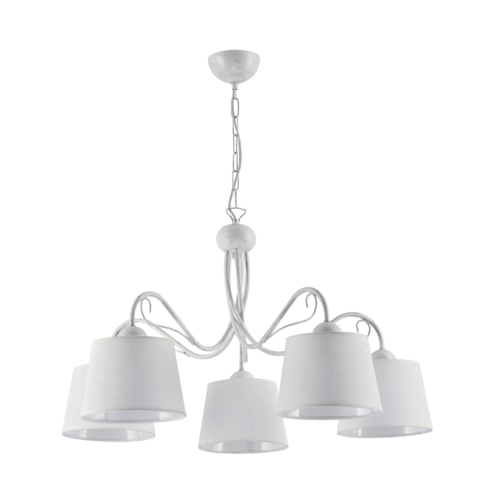Lampadario retro 5 luci bianco E27 15W Kamelia Jupiter