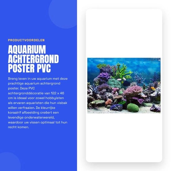 Decorazione per acquario in PVC - Fondale per acquario - Decorazione sottomarina - Rilievo corallino - Adesivi per pannelli - 122x46cm - Adatto per acquari con visibilità - Decorazione per acquario