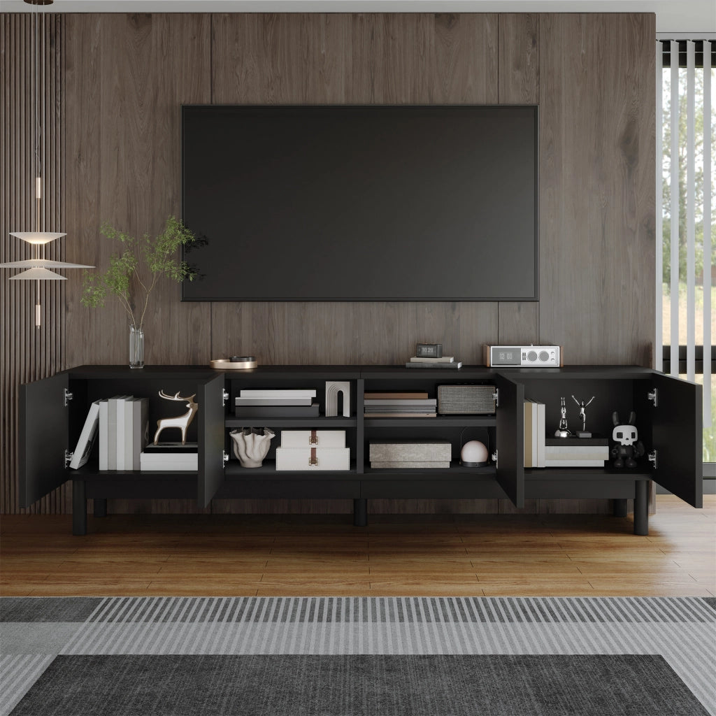 Lowboard nero in MDF e truciolare lungo 169 cm
