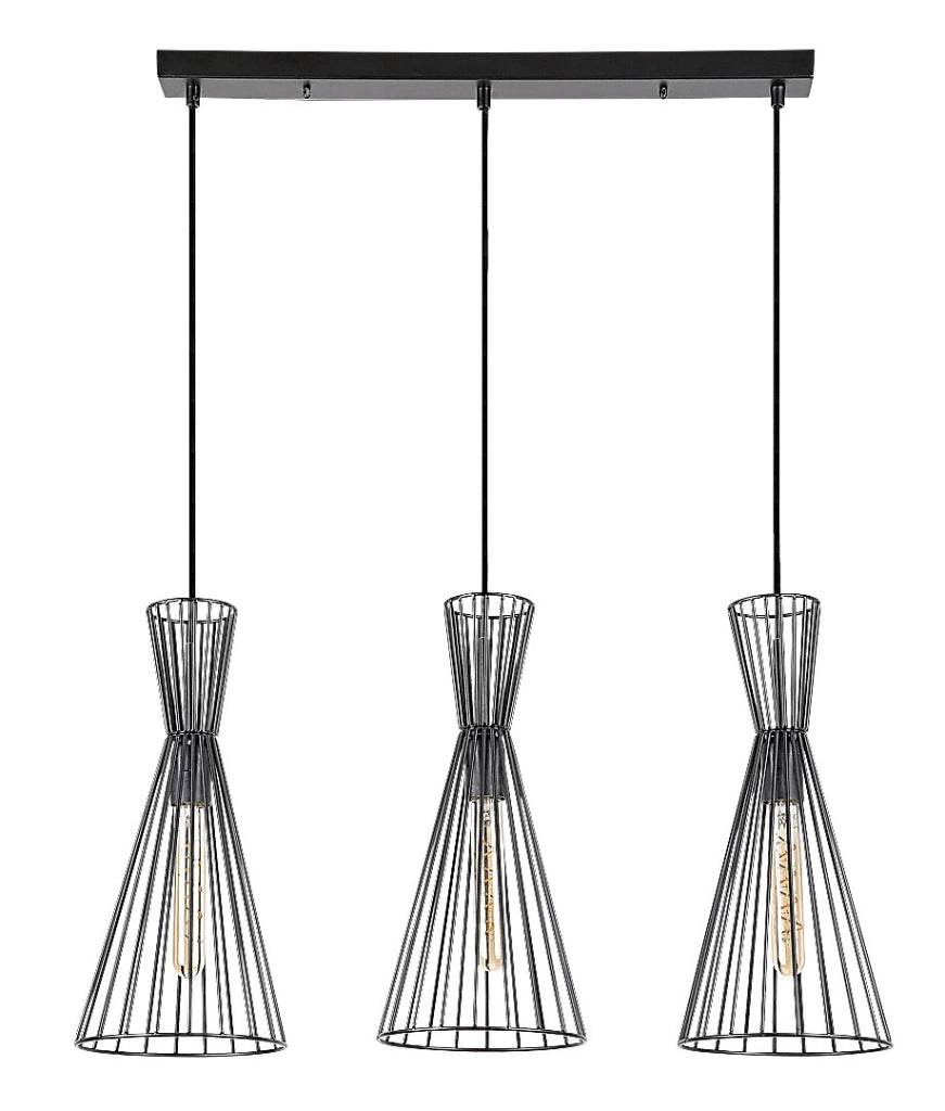 Lampada a sospensione industriale Rabalux Leandros nera 3xE27