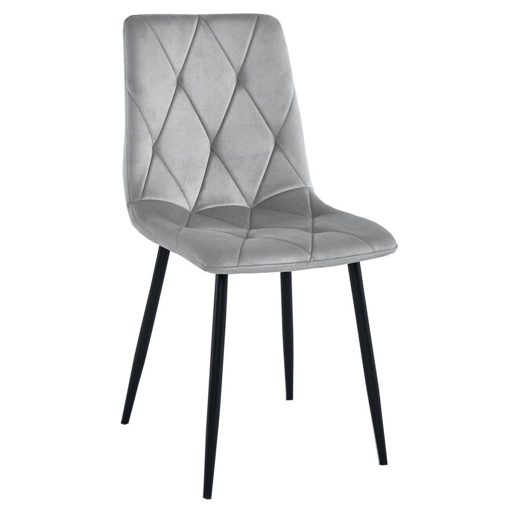 Sedia Libra in Velluto Grigio Argento con Gambe Nere
