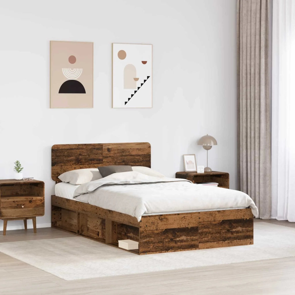 Letto matrimoniale | Letto per adulti | Struttura del letto Legno vecchio 120 x 200 cm Pino massello