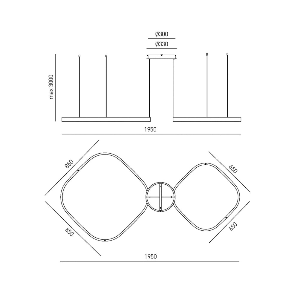 Lampada a Sospensione Criseide S/2D Q - Led 90W 3000K 3600lm in Alluminio Bianco - Biemissione Dimmerabile Taglio di Fase - Gealuce