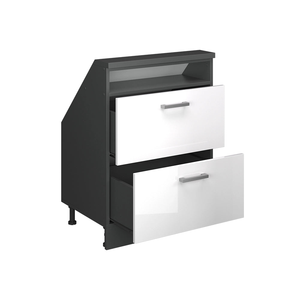 Mobile sottotetto Rion Bianco lucido/Antracite con 2 cassetti Vicco